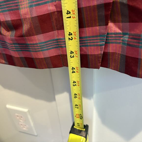 NWT J Crew Dress Womens 2 Pink Red Plaid One Shoulder Bow Silk Blend Cocktail - Picture 10 of 14